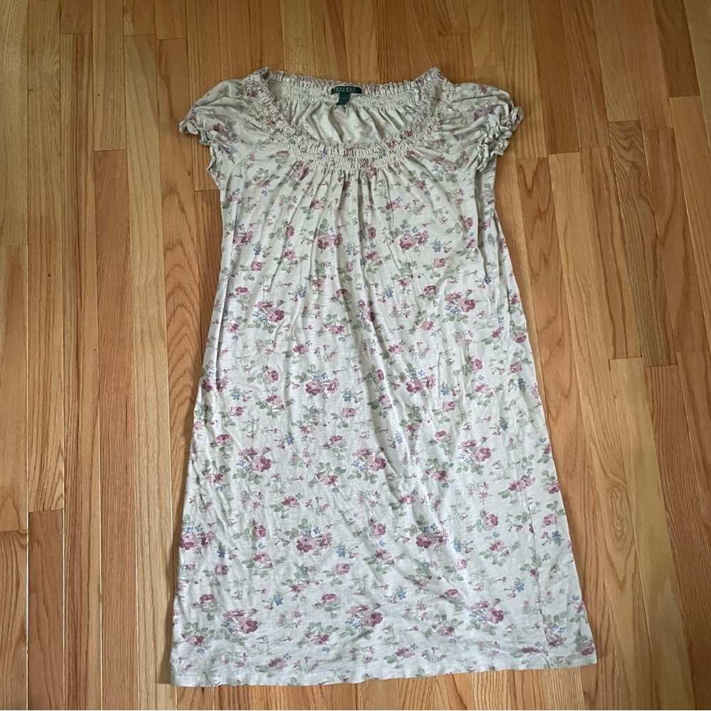 Lauren Ralph Lauren Nightgown Womens Large White Pink Floral Print Cottagecore - Picture 2 of 11